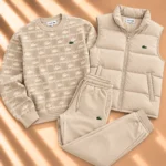 3-Piece Monogram Sweatshirt & Puffer Vest Tracksuit Set