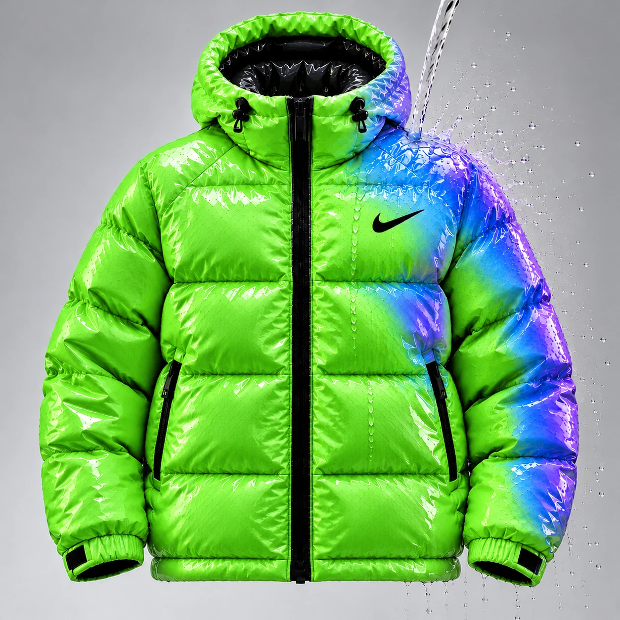 Water reactive Puffer Jacket – Neon Green