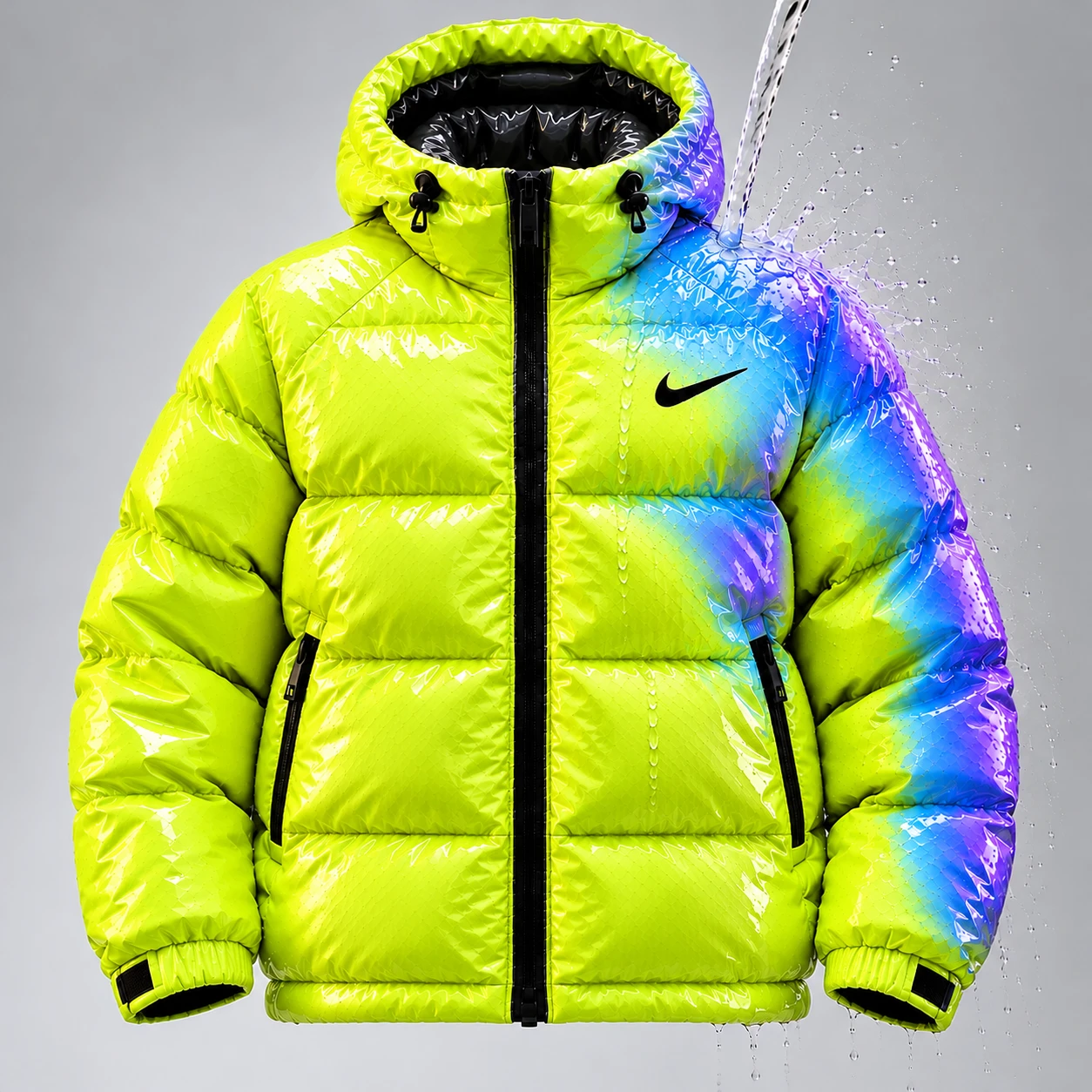 Water reactive Puffer Jacket – Neon Yellow