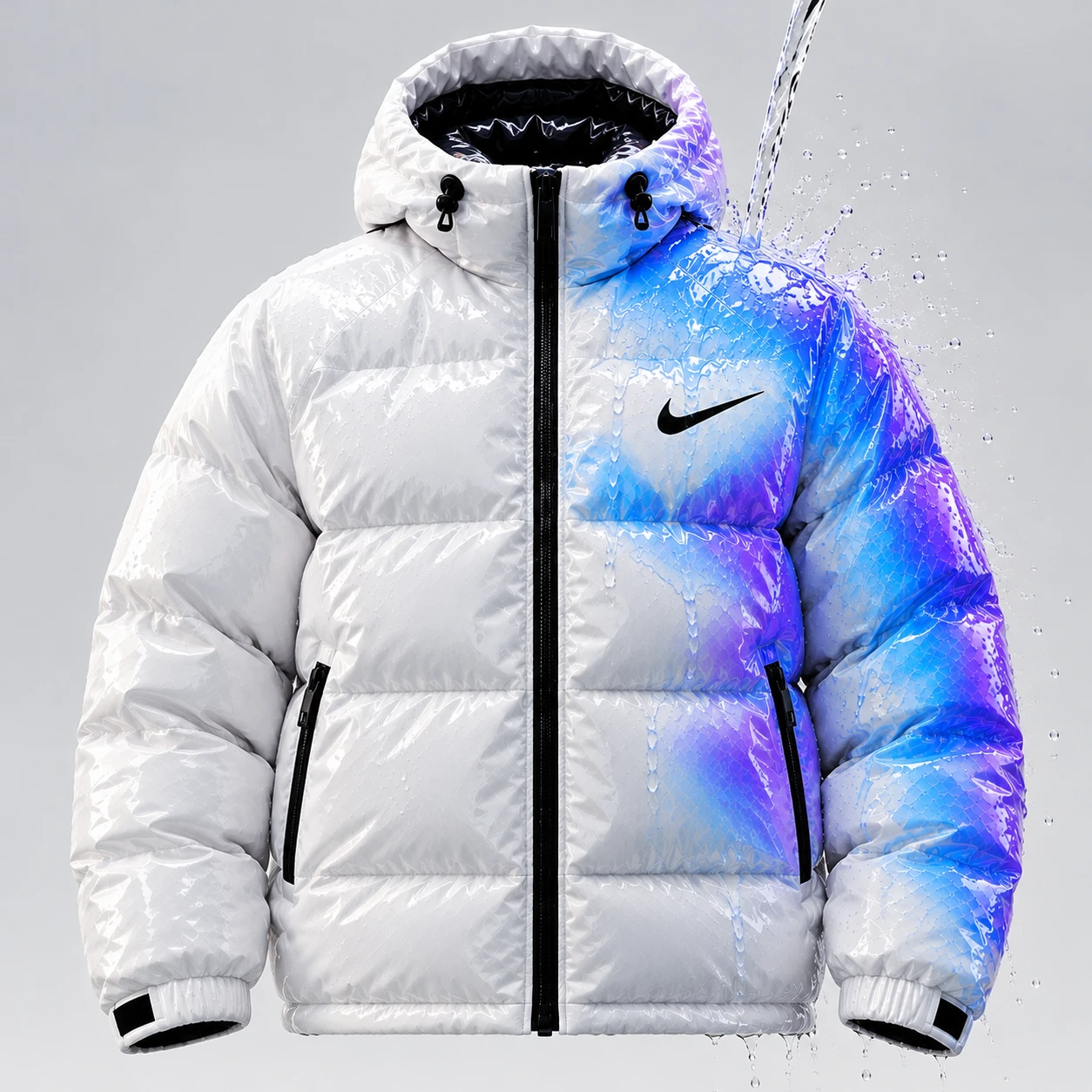 Water reactive Puffer Jacket – White