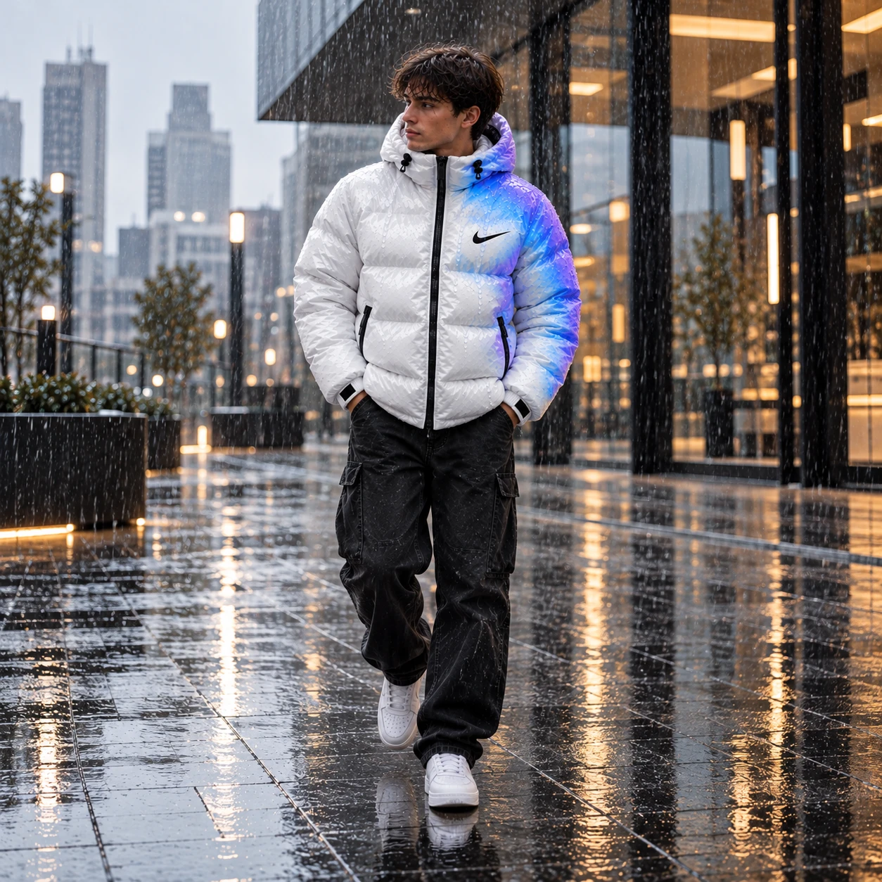 Water reactive Puffer Jacket