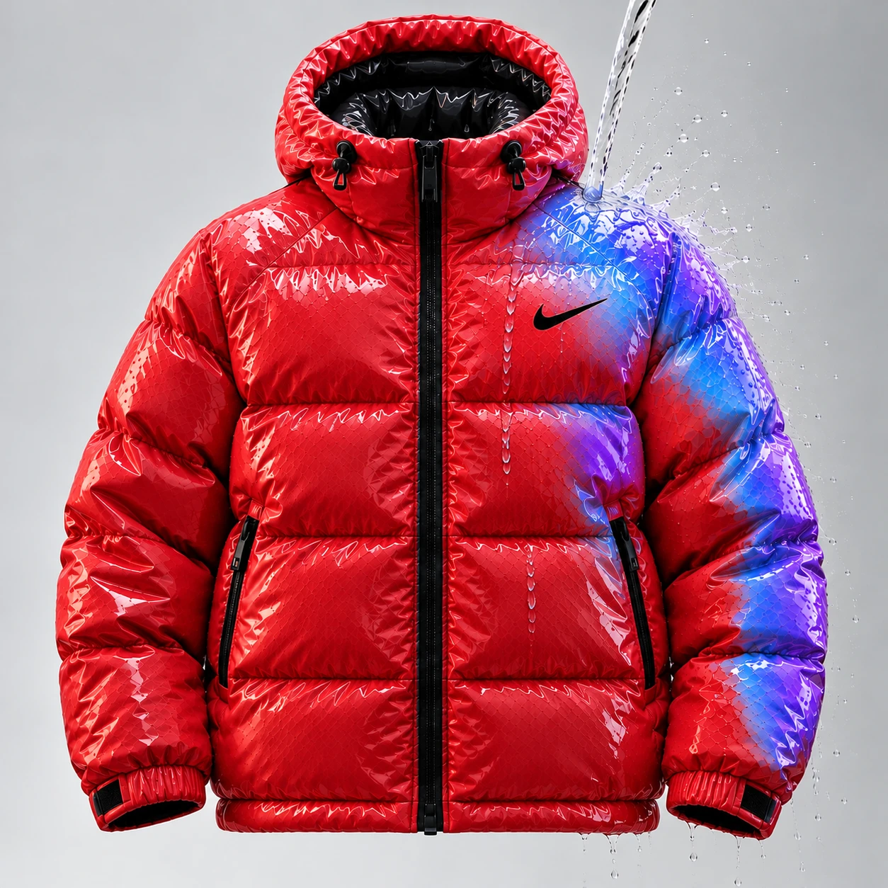 Water reactive Puffer Jacket – Red
