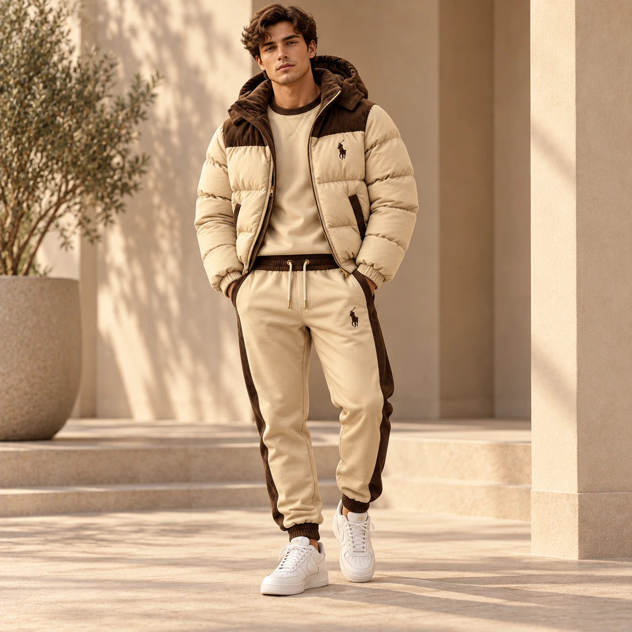 Premium 3-Piece Puffer Jacket & Tracksuit Set