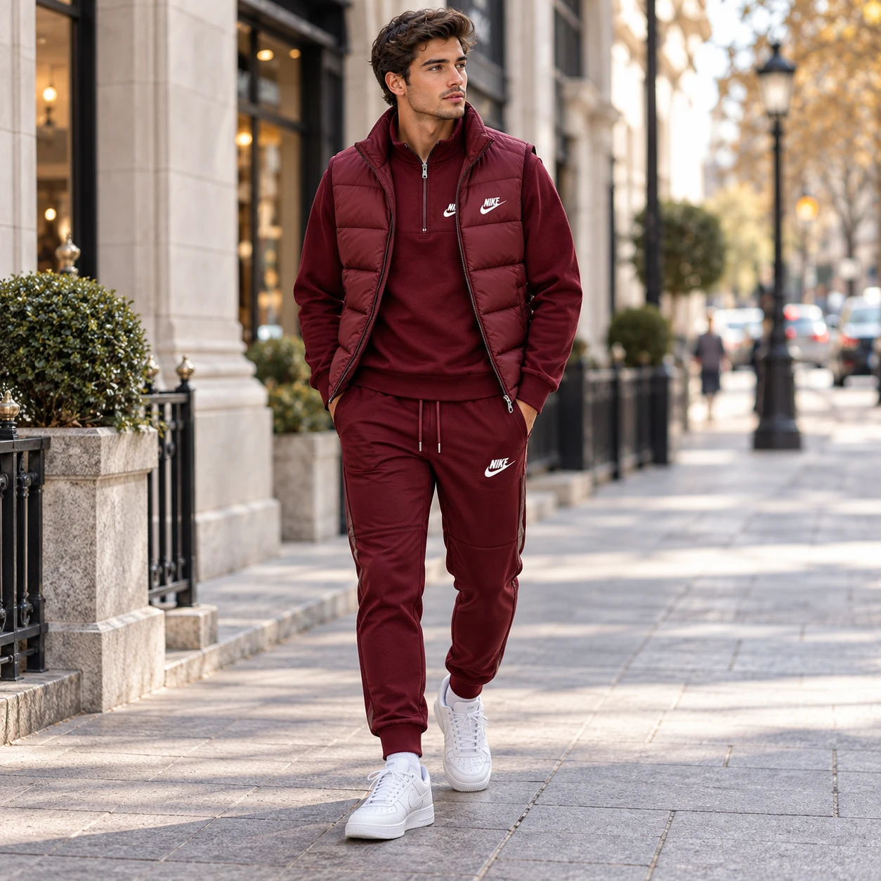 Premium 3-Piece Puffer Vest & Half-Zip Tracksuit Set